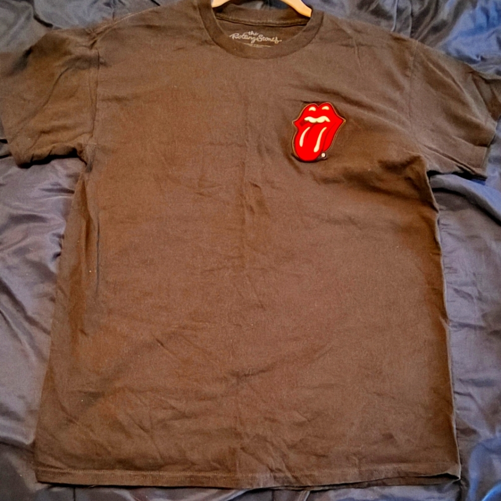 the Rolling Stones Black T-Shirt With Embroidered Logo